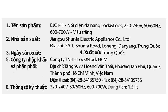Nồi lẩu điện Lock&Lock EJC141 1.5 lít Màu Trắng