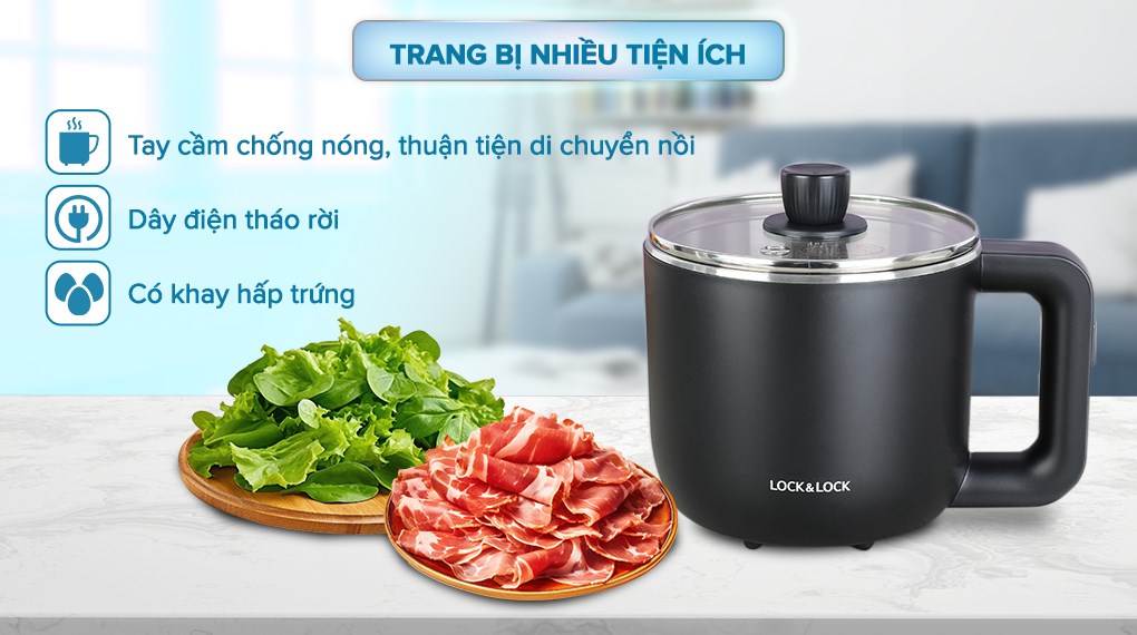 Nồi lẩu điện Lock&Lock EJP116BLK 0.8 lít