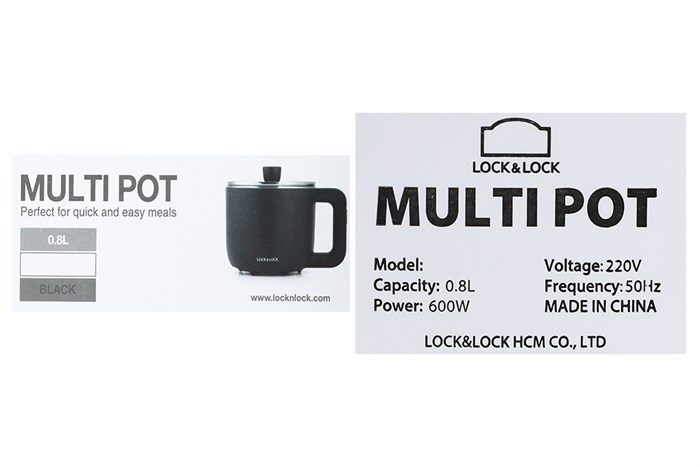 Nồi lẩu điện Lock&Lock EJP116BLK 0.8 lít Màu Đen