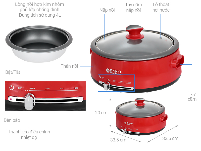 Nồi lẩu điện Mishio MK-348 4 lít