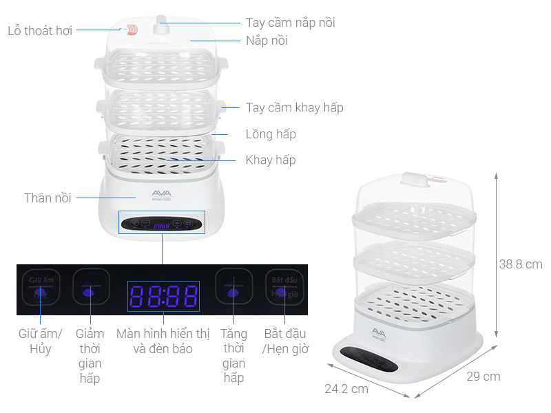 Nồi hấp đa năng AVA H280 12 lít