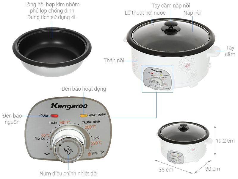 Nồi lẩu điện Kangaroo KG40EH2 4 lít