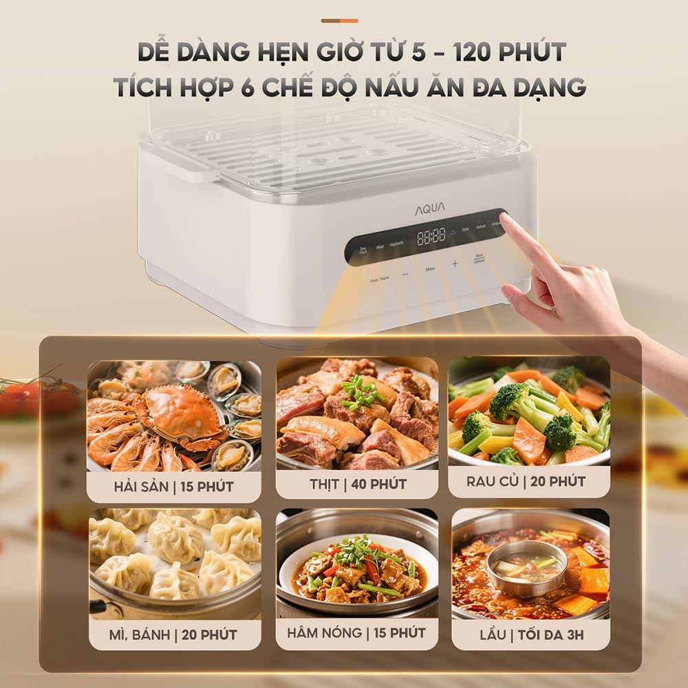 Nồi lẩu hấp đa năng AQUA ASMC-ES101(W) 15 lít