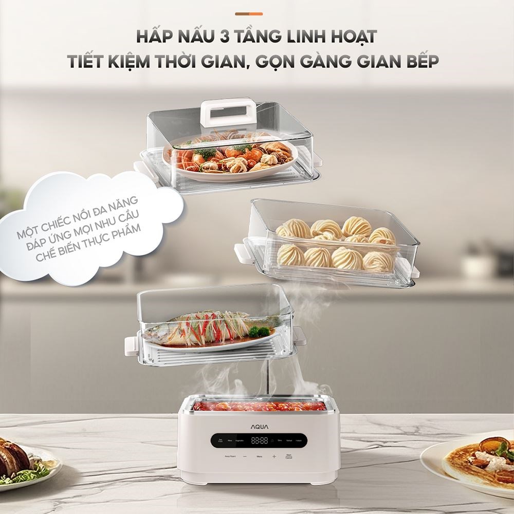 Nồi lẩu hấp đa năng AQUA ASMC-ES101(W) 15 lít