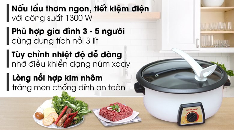 Nồi lẩu điện Sunhouse SHD 4521 3 lít