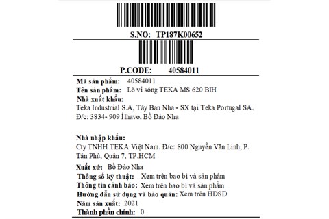 Đèn trong khoang lò - Lò vi sóng Teka MS 620 BIH