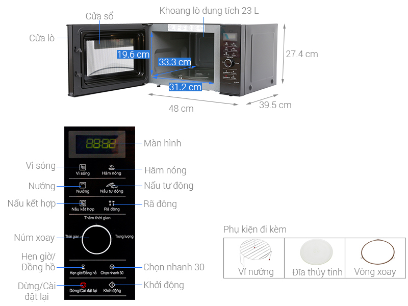 Lò vi sóng inverter Panasonic NN-GD37HBYUE 23 lít