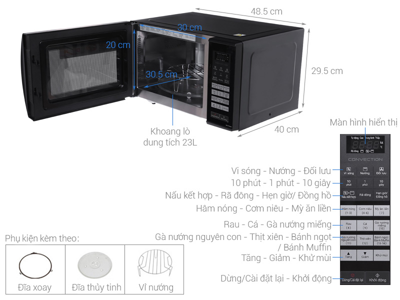 Lò vi sóng có nướng Panasonic NN-CT36HBYUE 23 lít