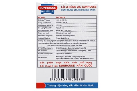 Lò vi sóng Sunhouse SHD4818 20 lít