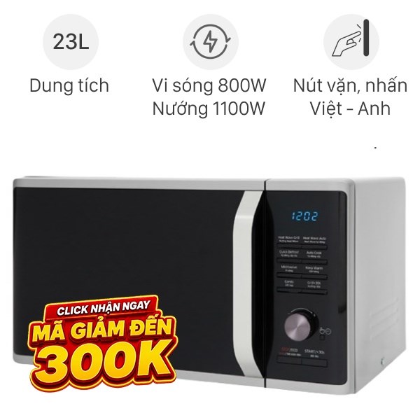 Lò vi sóng có nướng Samsung MG23K3575AS/SV-N