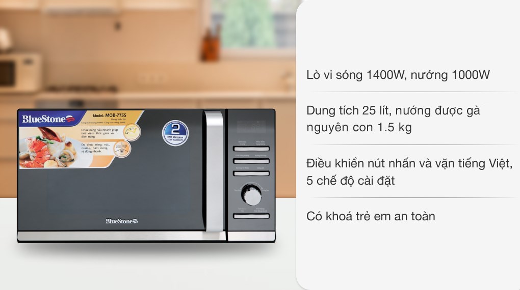 Lò vi sóng có nướng BlueStone MOB-7755 25 lít