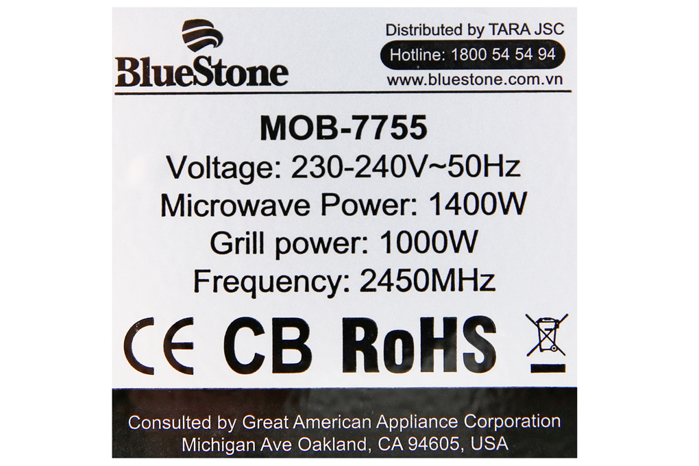 Siêu thị lò vi sóng có nướng Bluestone MOB-7755 25 lít