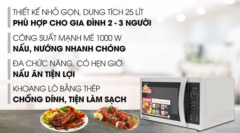 Lò vi sóng có nướng Sharp R-G52XVN-ST 25 lít - 3