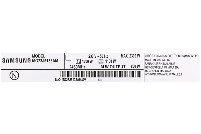 Lò vi sóng có nướng Samsung MG23J5133AM/SV-N 23 lít Màu Đen