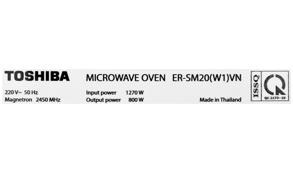 Lò vi sóng Toshiba ER-SM20(W1)VN 20 lít Màu Trắng - Đen