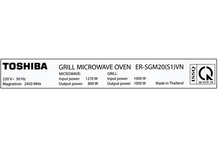 Lò vi sóng có nướng Toshiba ER-SGM20(S1)VN 20 lít Màu Bạc