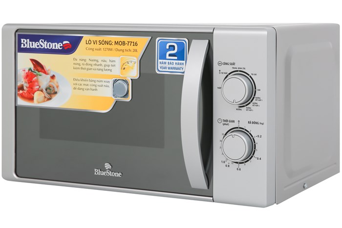 Lò vi sóng có nướng BlueStone MOB-7716 20 lít Màu Bạc