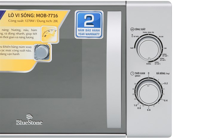 Lò vi sóng có nướng BlueStone MOB-7716 20 lít Màu Bạc