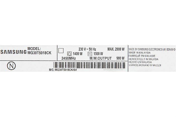 Lò vi sóng có nướng Samsung MG30T5018CK/SV 30 lít Màu Đen