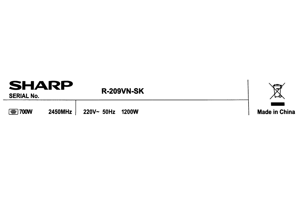 Lò vi sóng Sharp R-209VN-SK 20 lít Màu Xám