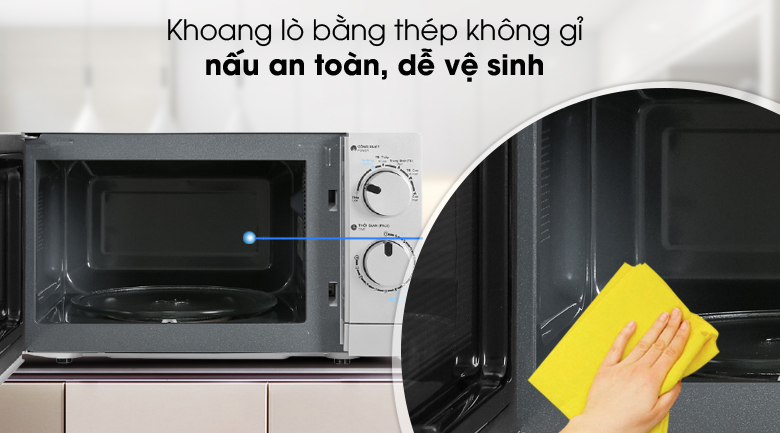 Dễ lau chùi - Lò vi sóng R-207VN-SL 20 lít