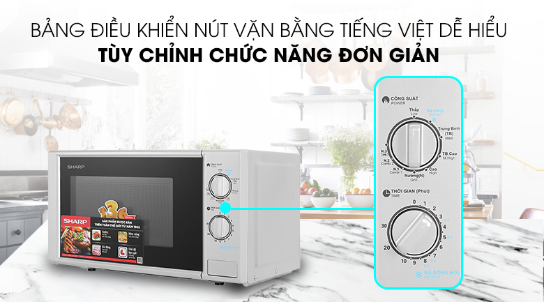 Bảng điều khiển nút vặn - Lò vi sóng R-G228VN-SL 20 lít