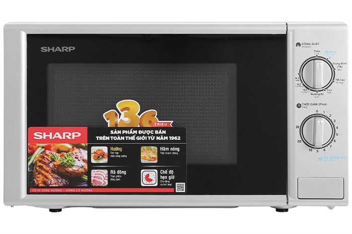 Lò vi sóng có nướng Sharp R-G228VN-SL 20 lít Màu Đen - Bạc