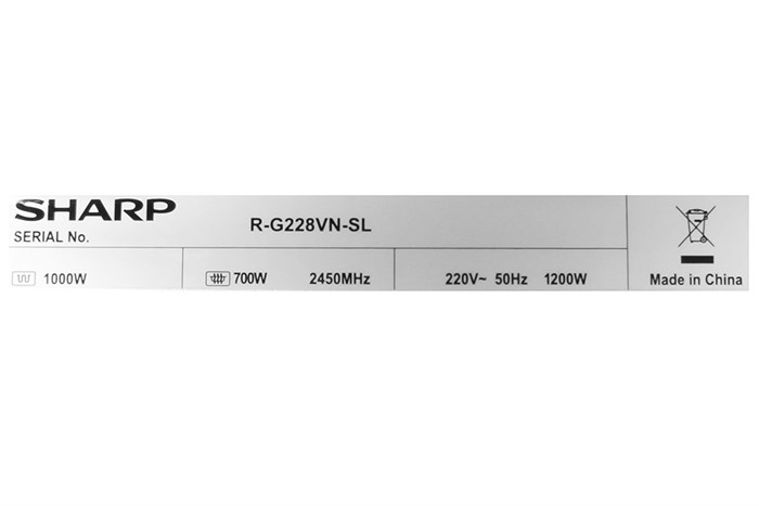 Lò vi sóng có nướng Sharp R-G228VN-SL 20 lít Màu Đen - Bạc
