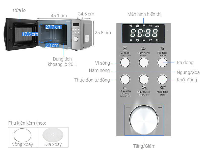 Lò vi sóng Electrolux EMM20D38GB 20 lít