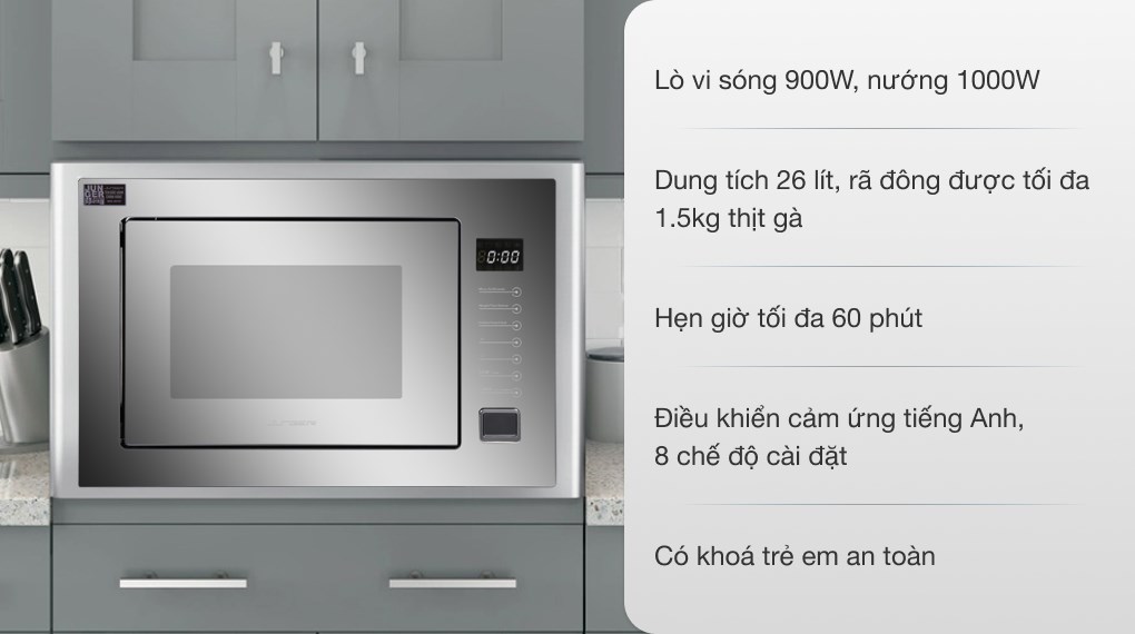 Lò vi sóng lắp âm Junger TK-90 26 lít - giá tốt, có trả góp
