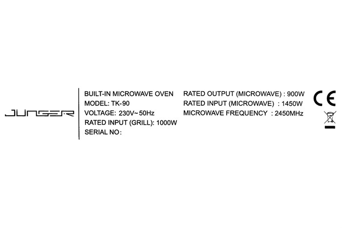 Lò vi sóng có nướng lắp âm Junger TK-90 26 lít Màu Tráng gương