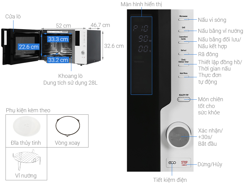 Lò vi sóng có nướng Hafele HW-F30A (538.31.280) 28 lít