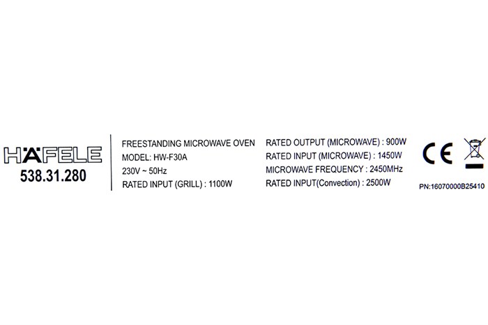Lò vi sóng có nướng Hafele HW-F30A (538.31.280) 28 lít Màu Đen