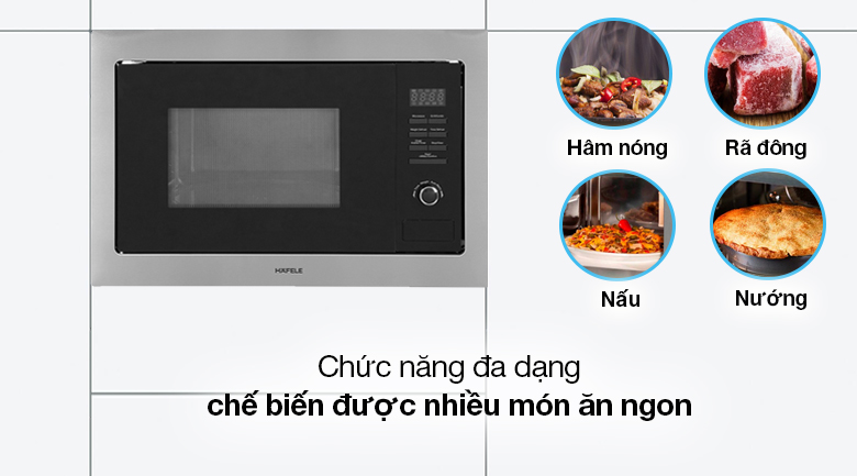 Lò vi sóng lắp âm Hafele HM-B38A (535.34.000) 25 lít - Đa chức năng nấu, hâm nóng, rã đông, nướng