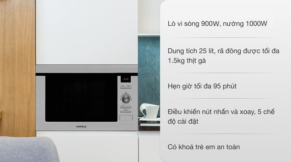 Lò vi sóng có nướng lắp âm Hafele HM-B38D (538.31.200) 25 lít
