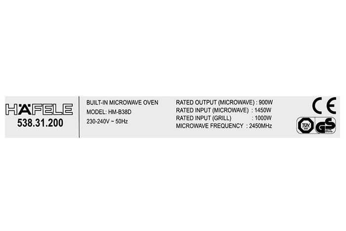 Lò vi sóng có nướng lắp âm Hafele HM-B38D (538.31.200) 25 lít Màu Xám