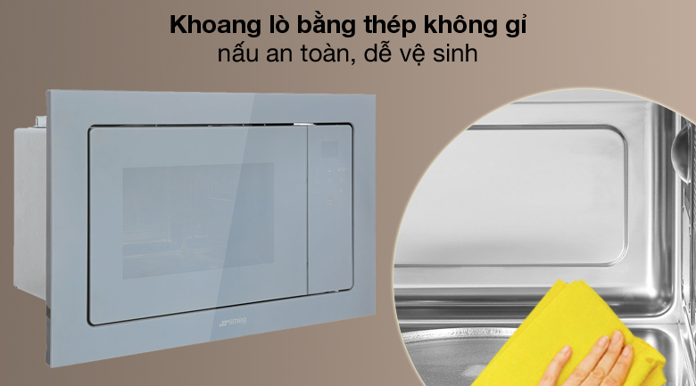 Khoang lò thép không gỉ - Lò vi sóng âm Smeg FMI120S2 20 lít (536.34.192) 