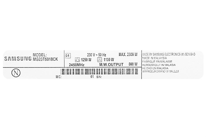 Lò vi sóng có nướng Samsung MG23T5018CK/SV 23 Lít Màu Đen