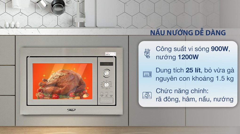 Lò vi sóng có nướng lắp âm Chef's EH-MW801S 25 lít