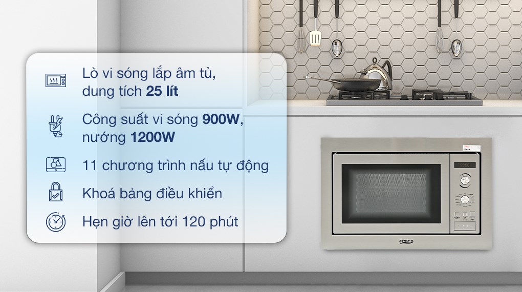 Lò vi sóng có nướng lắp âm Chef's EH-MW801S 25 lít