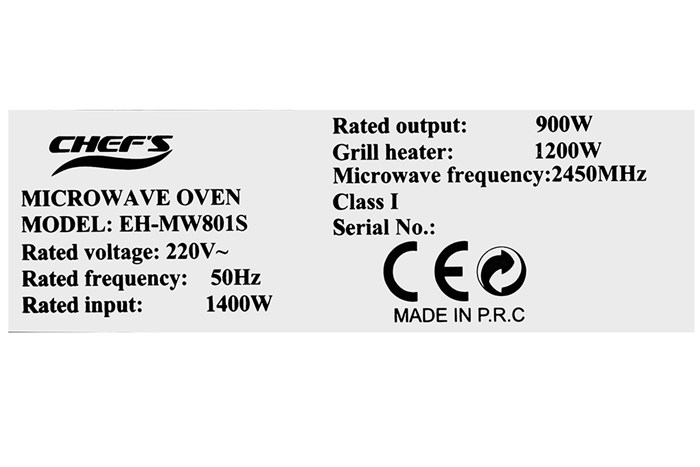 Lò vi sóng có nướng lắp âm Chef's EH-MW801S 25 lít Màu Bạc Inox