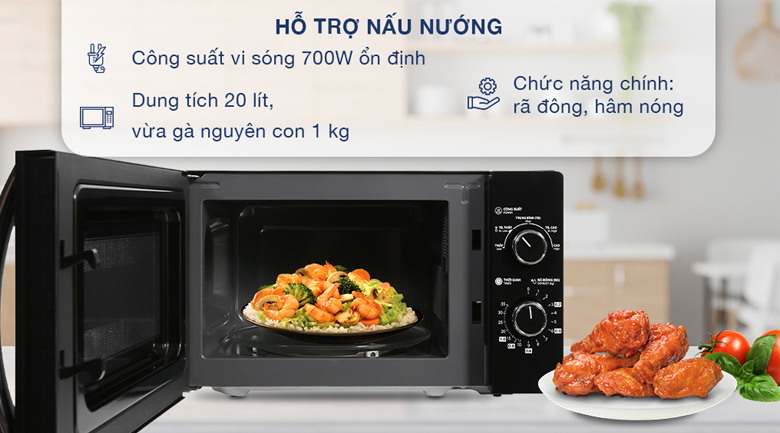 Công suất, dung tích - Lò vi sóng Toshiba MWP-MM20P(BK) 20 lít