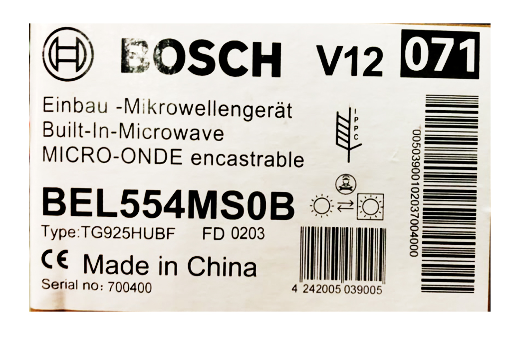 Lò vi sóng có nướng lắp âm Bosch HMH.BEL554MS0B 25 lít Màu Đen