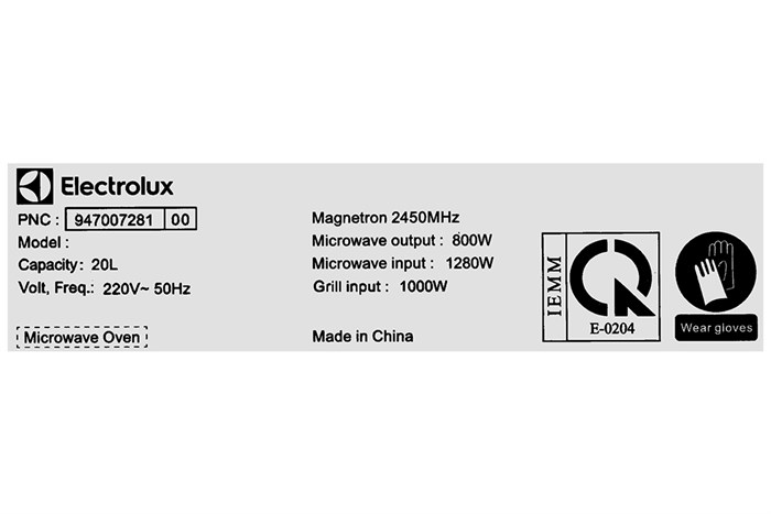 Lò vi sóng có nướng Electrolux EMG20K22B 20 lít Màu Đen
