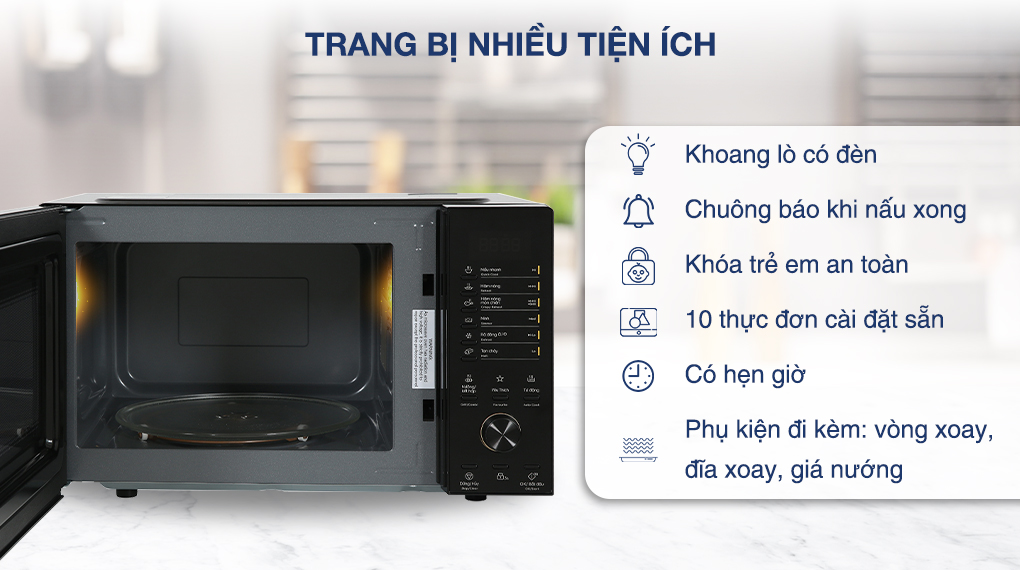 Lò vi sóng có nướng Electrolux EMG23D22B 23 lít - Tiện ích