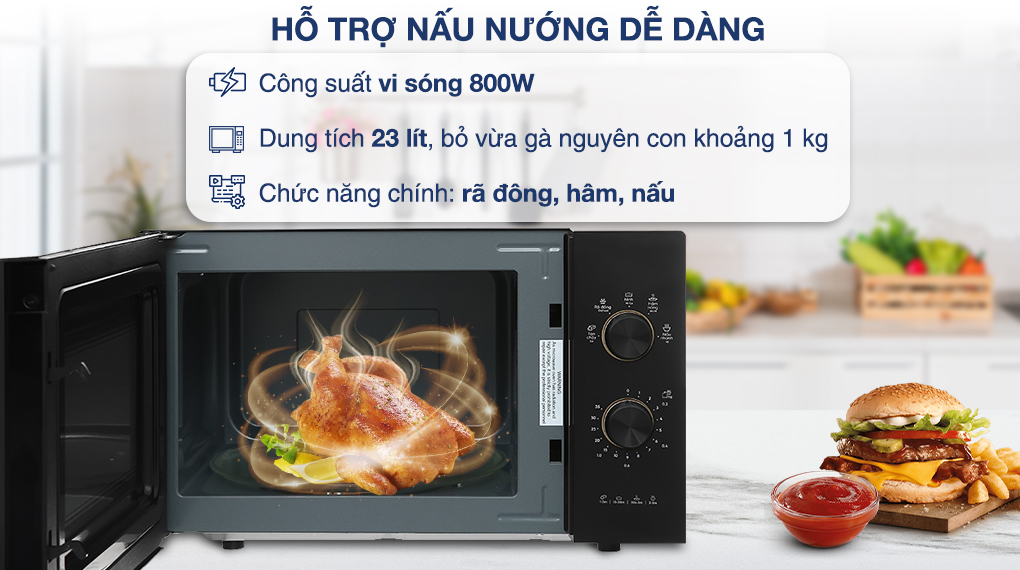 Lò vi sóng Electrolux EMM23K22B 23 lít - Hỗ trợ nấu nướng