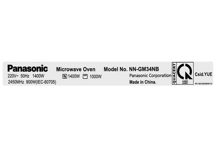 Lò vi sóng có nướng Panasonic NN-GM34NBYUE 24 lít Màu Đen