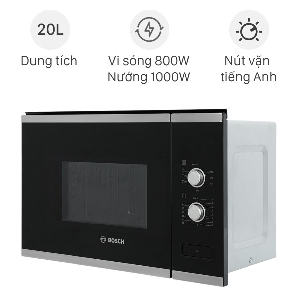 Lò vi sóng có nướng lắp âm Bosch BEL520MS0K 20 lít