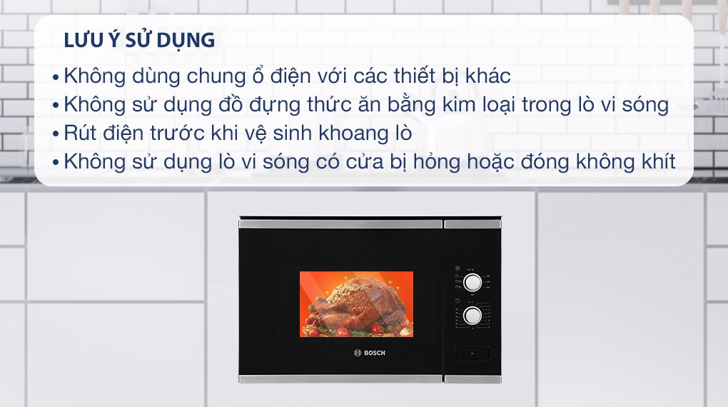 Lò vi sóng có nướng lắp âm Bosch BEL520MS0K 20 lít