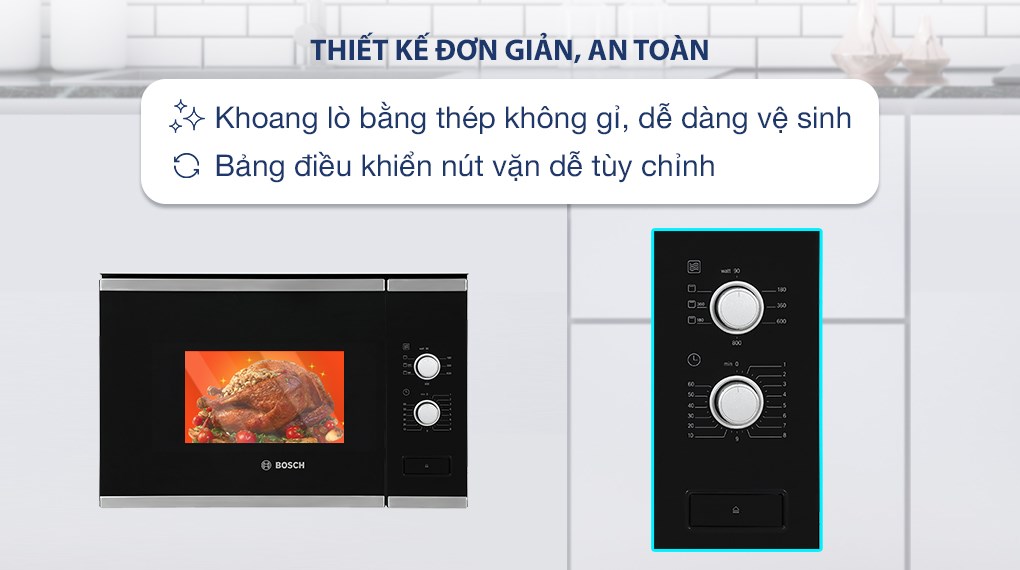 Lò vi sóng có nướng lắp âm Bosch BEL520MS0K 20 lít